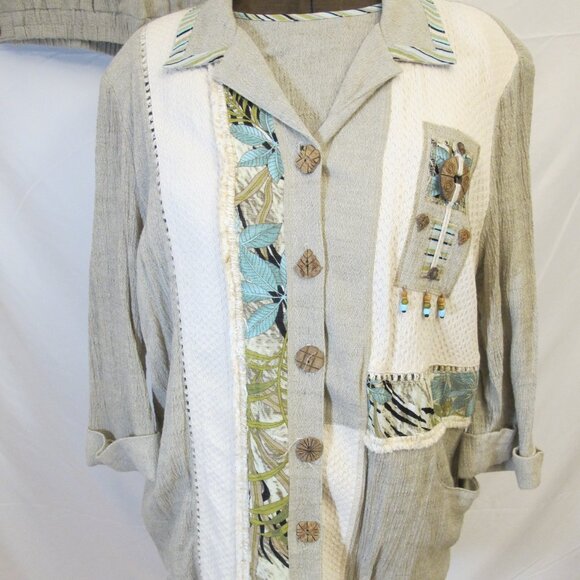 Nancy Bolen City Girl 3-piece beige and turquoise pantsuit, XL - Picture 4 of 11